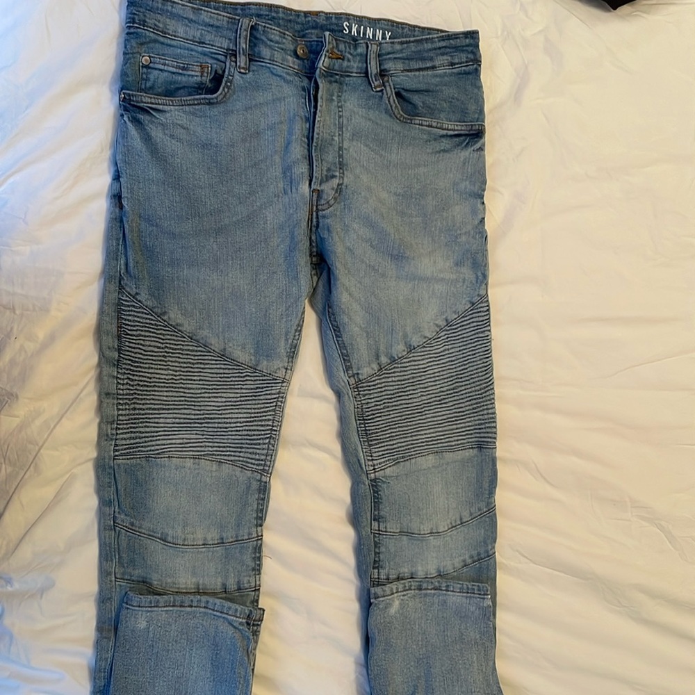 Divided Light Blue Biker Denim